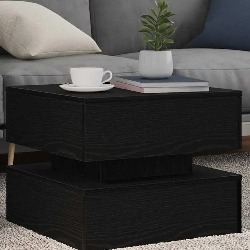 vidaXL Salontafel met LED-verlichting 50x50x40 cm zwart eikenkleurig