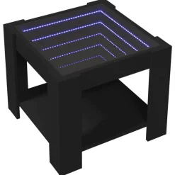 vidaXL Salontafel met LED 53x53x45 cm bewerkt hout zwart