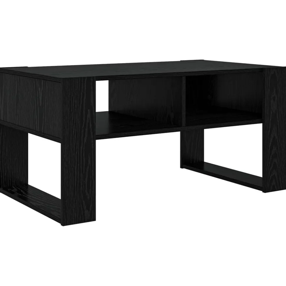vidaXL Salontafel met opslag Zwart Eiken 92 x 53 x 45 cm Bewerkt hout
