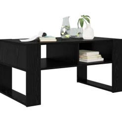 vidaXL Salontafel met opslag Zwart Eiken 92 x 53 x 45 cm Bewerkt hout