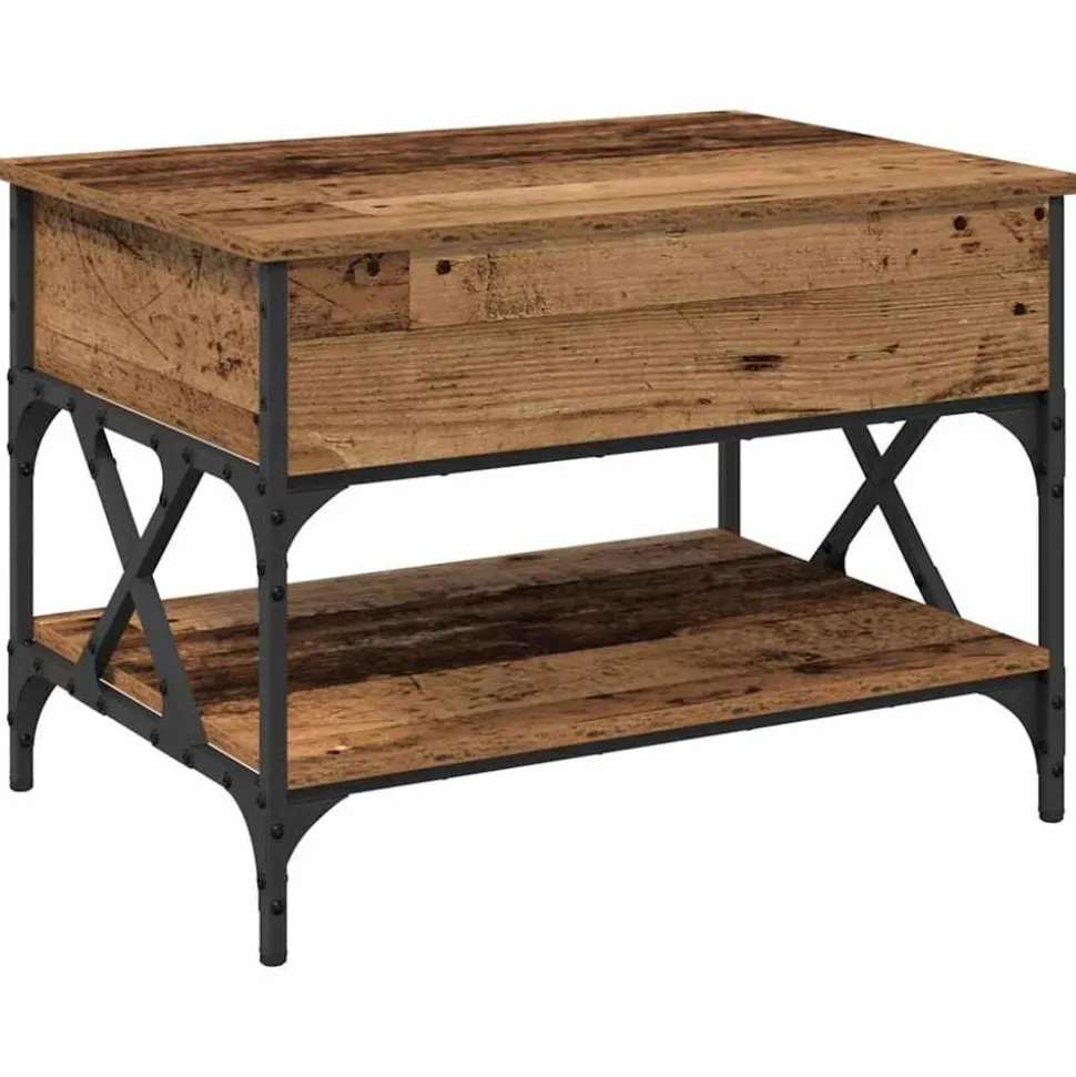 vidaXL Salontafel Oud Hout 70x50x50cm Bewerkt hout