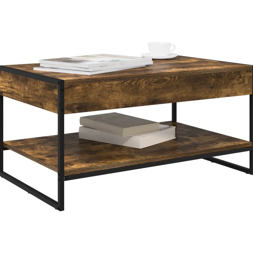 vidaXL Salontafel Rook Eik 80 x 50 x 40 cm Bewerkt hout
