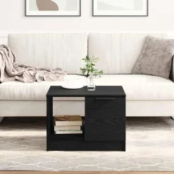 vidaXL Salontafel with Drawer Zwart eiken 50 x 50 x 36 cm Bewerkt hout