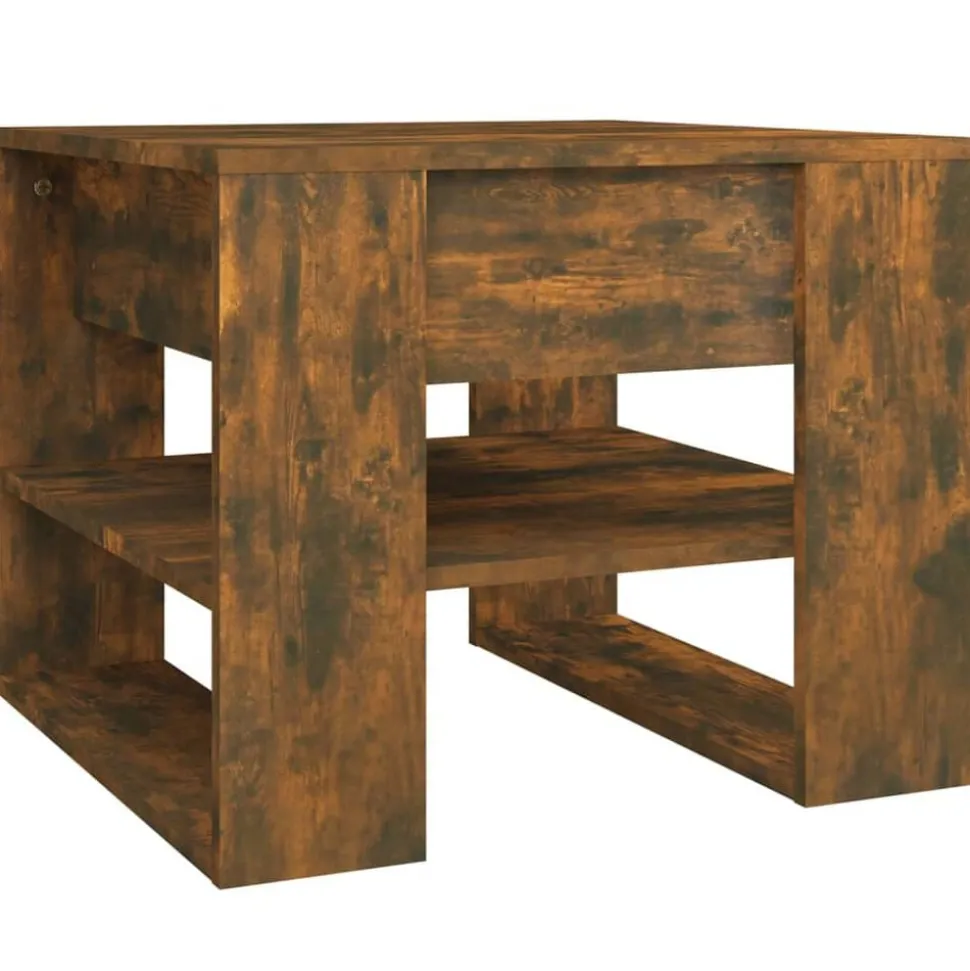 vidaXL Salontafel 55,5x55x45 cm bewerkt hout gerookt eikenkleurig