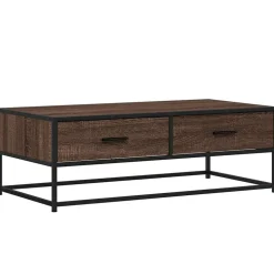 vidaXL Salontafel 100x50x35 cm bewerkt hout en metaal bruin eikenkleur