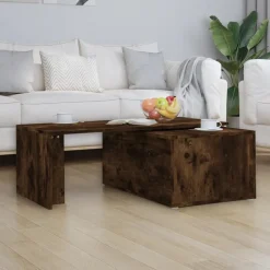 vidaXL Salontafel 150x50x35 cm bewerkt hout gerookt eikenkleurig