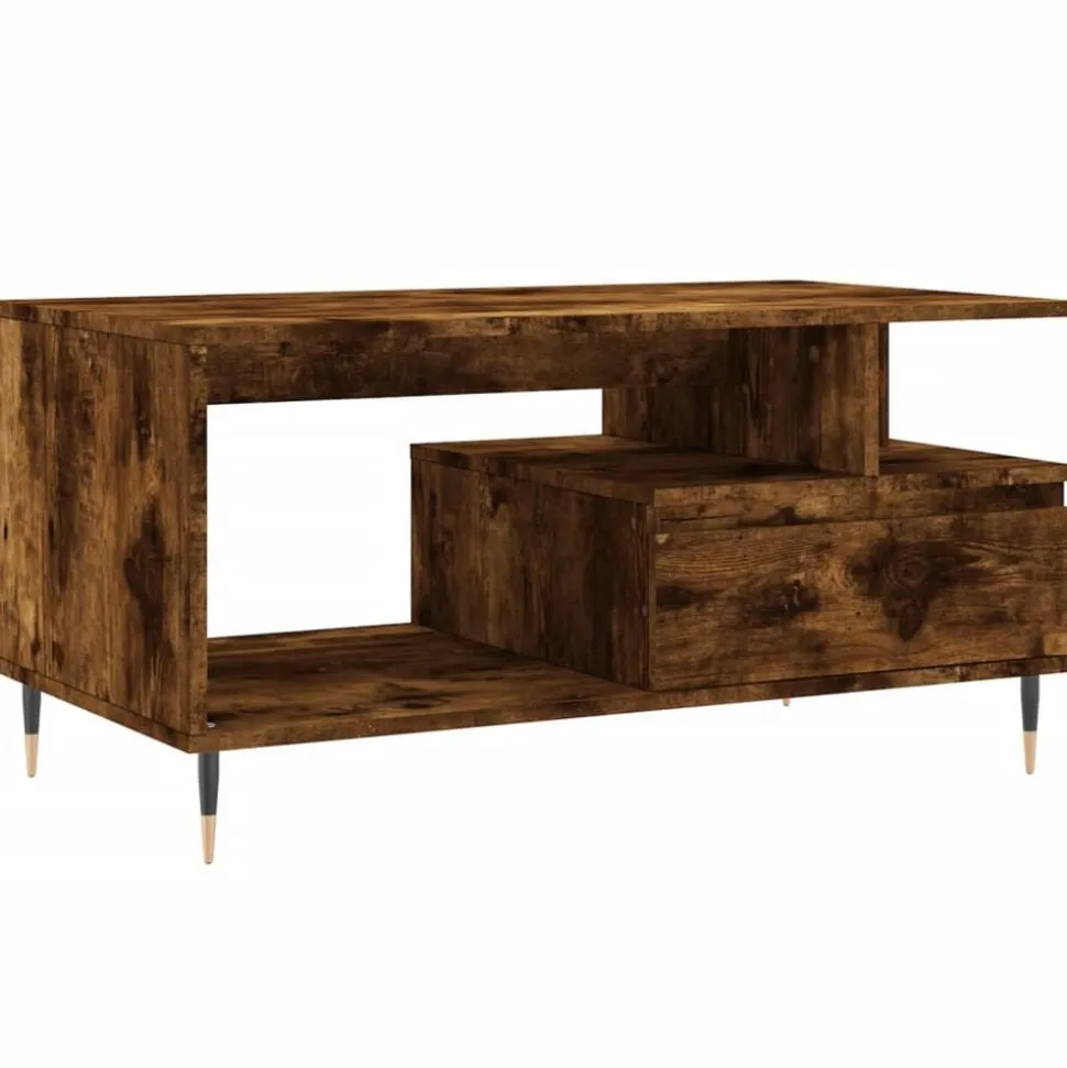 vidaXL Salontafel 90x49x45 cm bewerkt hout gerookt eikenkleurig