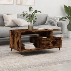 vidaXL Salontafel 90x49x45 cm bewerkt hout gerookt eikenkleurig