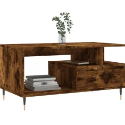 vidaXL Salontafel 90x49x45 cm bewerkt hout gerookt eikenkleurig