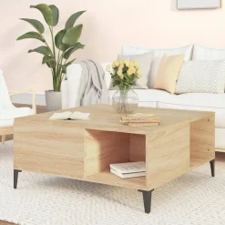 vidaXL Salontafel 80x80x36,5 cm bewerkt hout sonoma eikenkleurig