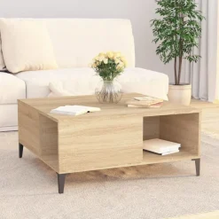 vidaXL Salontafel 80x80x36,5 cm bewerkt hout sonoma eikenkleurig