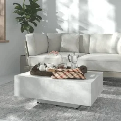 vidaXL Salontafel 85x55x31 cm bewerkt hout betongrijs