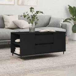 vidaXL Salontafel 102x44,5x50 cm bewerkt hout zwart