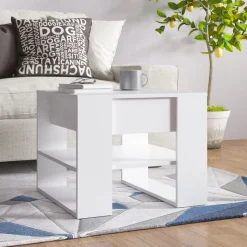 vidaXL Salontafel 55,5x55x45 cm bewerkt hout wit