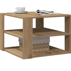 vidaXL Salontafel 58x58x40 cm bewerkt hout artisanaal eikenkleurig