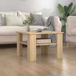 vidaXL Salontafel 60x60x42 cm bewerkt hout sonoma eikenkleurig