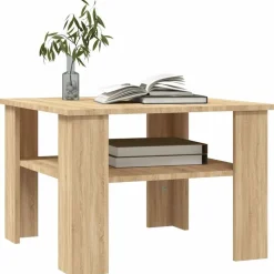 vidaXL Salontafel 60x60x42 cm bewerkt hout sonoma eikenkleurig
