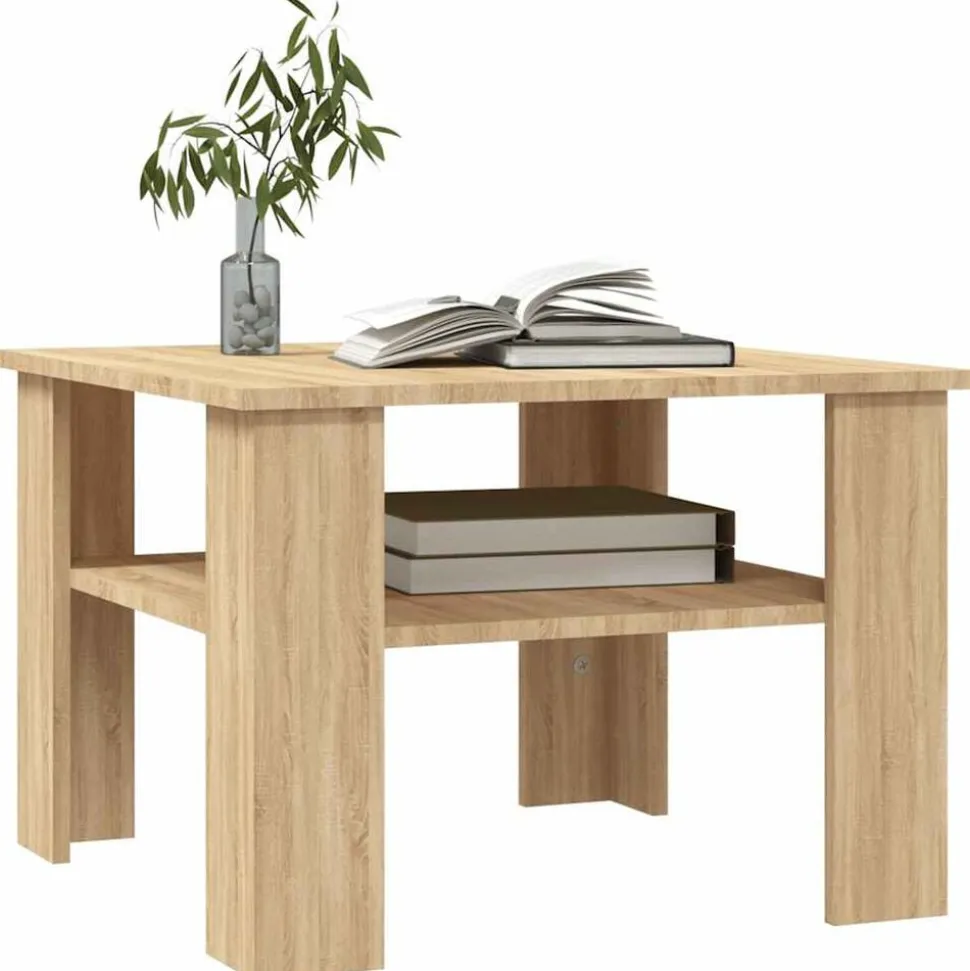 vidaXL Salontafel 60x60x42 cm bewerkt hout sonoma eikenkleurig