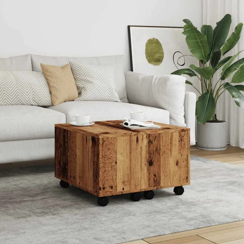 vidaXL Salontafel 60x60x38 cm bewerkt hout oud houtkleurig