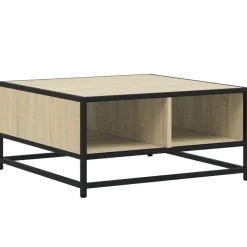 vidaXL Salontafel 60,5x60,5x30 cm bewerkt hout en metaal sonoma eiken