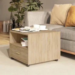 vidaXL Salontafel 55x55x40 cm bewerkt hout sonoma eikenkleurig