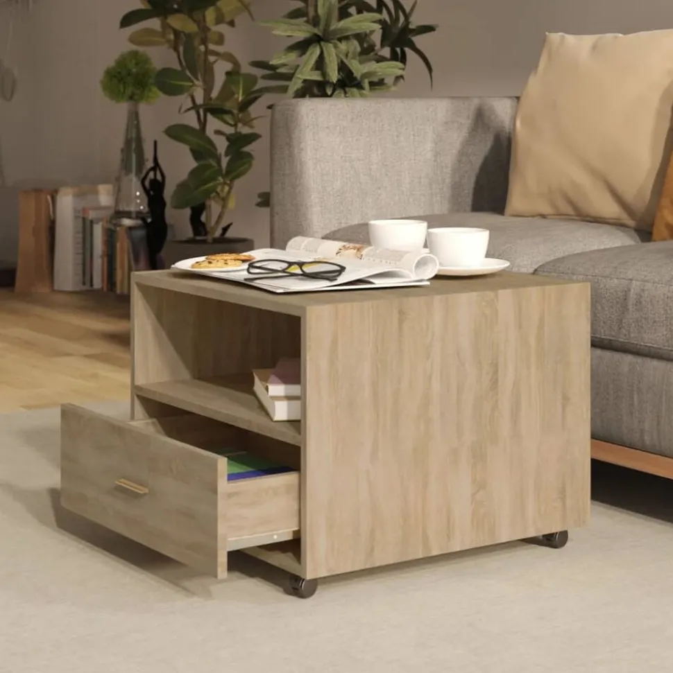 vidaXL Salontafel 55x55x40 cm bewerkt hout sonoma eikenkleurig