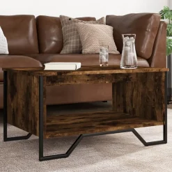 vidaXL Salontafel 75x51x40 cm bewerkt hout gerookt eikenkleurig