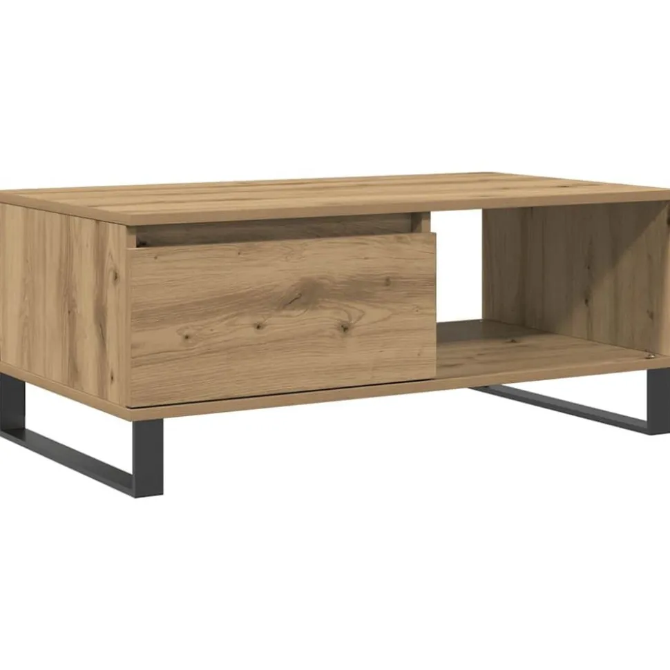 vidaXL Salontafel 90x50x36,5 cm bewerkt hout artisanaal eikenkleurig