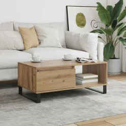 vidaXL Salontafel 90x50x36,5 cm bewerkt hout artisanaal eikenkleurig