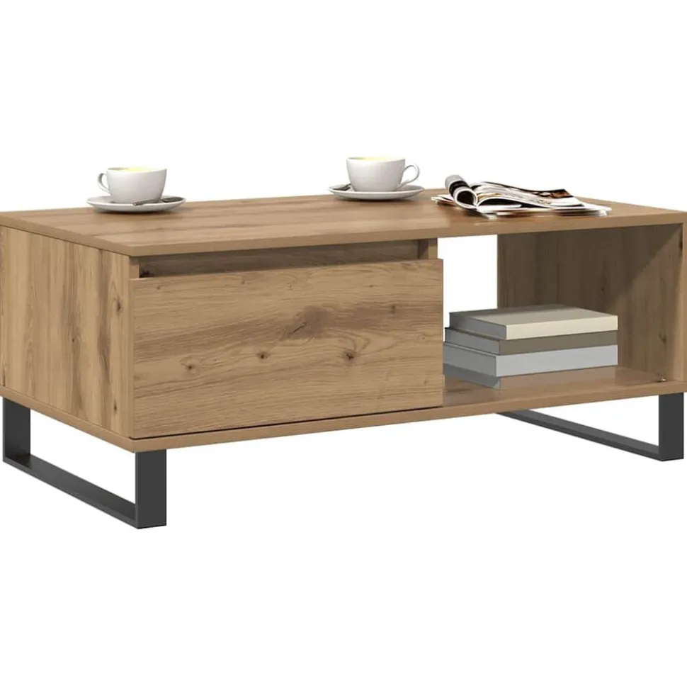 vidaXL Salontafel 90x50x36,5 cm bewerkt hout artisanaal eikenkleurig
