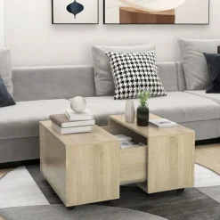 vidaXL Salontafel 60x60x38 cm bewerkt hout sonoma eikenkleurig