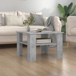 vidaXL Salontafel 60x60x42 cm bewerkt hout betongrijs