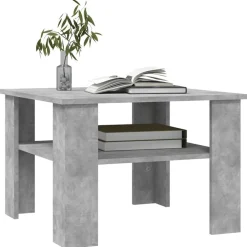 vidaXL Salontafel 60x60x42 cm bewerkt hout betongrijs