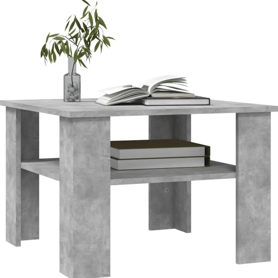 vidaXL Salontafel 60x60x42 cm bewerkt hout betongrijs