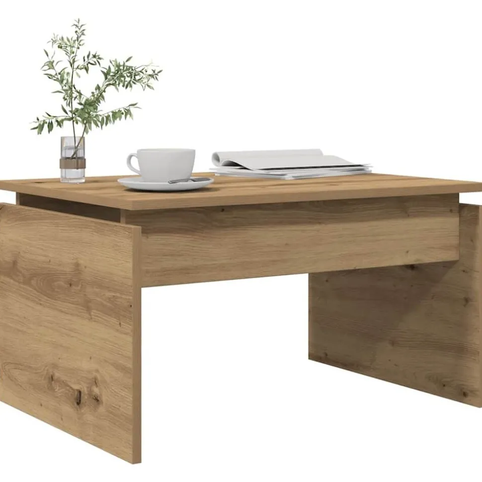 vidaXL Salontafel 68x50x38 cm bewerkt hout artisanaal eikenkleur