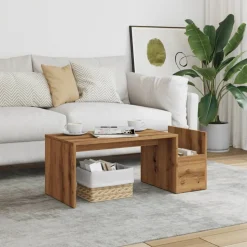vidaXL Salontafel 90x45x35 cm bewerkt hout artisan eikenkleurig