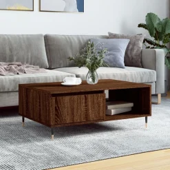 vidaXL Salontafel 90x60x35 cm bewerkt hout bruin eikenkleur