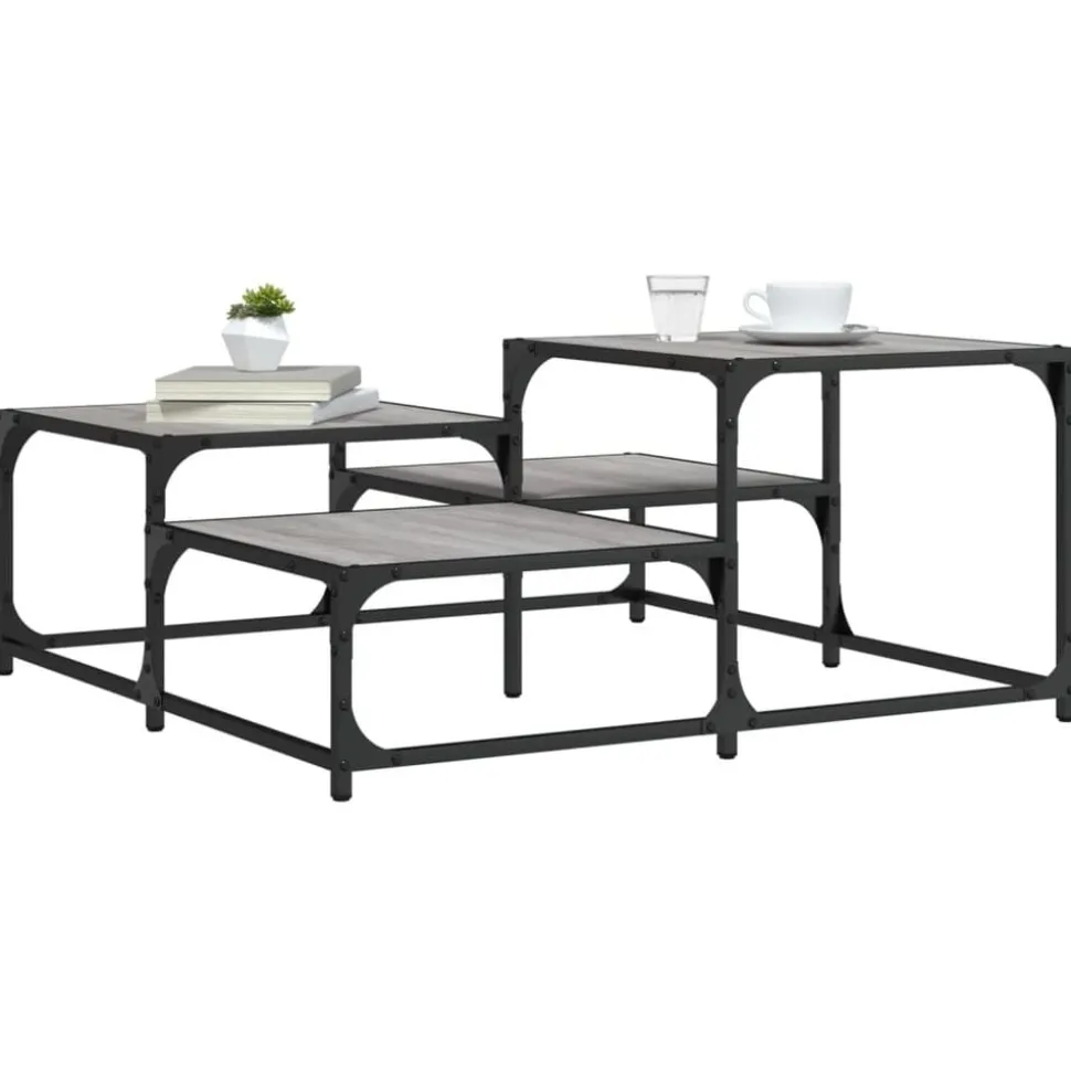 vidaXL Salontafel 87,5x87,5x40 cm bewerkt hout grijs sonoma eikenkleur