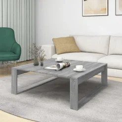 vidaXL Salontafel 100x100x35 cm bewerkt hout grijs sonoma eikenkleurig