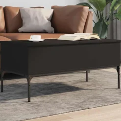 vidaXL Salontafel 100x50x45 cm bewerkt hout en metaal zwart