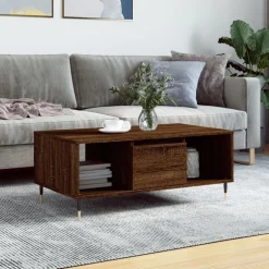 vidaXL Salontafel 90x50x36,5 cm bewerkt hout bruin eikenkleur