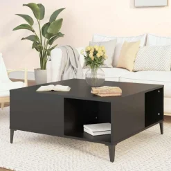 vidaXL Salontafel 80x80x36,5 cm bewerkt hout zwart