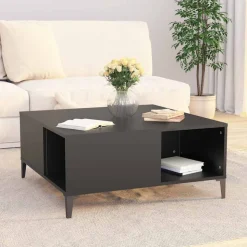 vidaXL Salontafel 80x80x36,5 cm bewerkt hout zwart