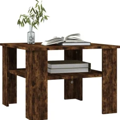 vidaXL Salontafel 60x60x42 cm bewerkt hout gerookt eikenkleurig