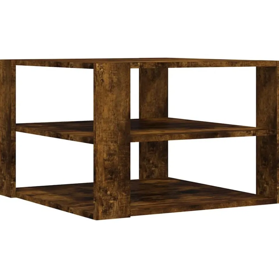 vidaXL Salontafel 58x58x40 cm bewerkt hout gerookt eikenkleurig
