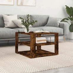 vidaXL Salontafel 58x58x40 cm bewerkt hout gerookt eikenkleurig
