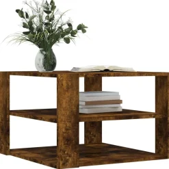 vidaXL Salontafel 58x58x40 cm bewerkt hout gerookt eikenkleurig