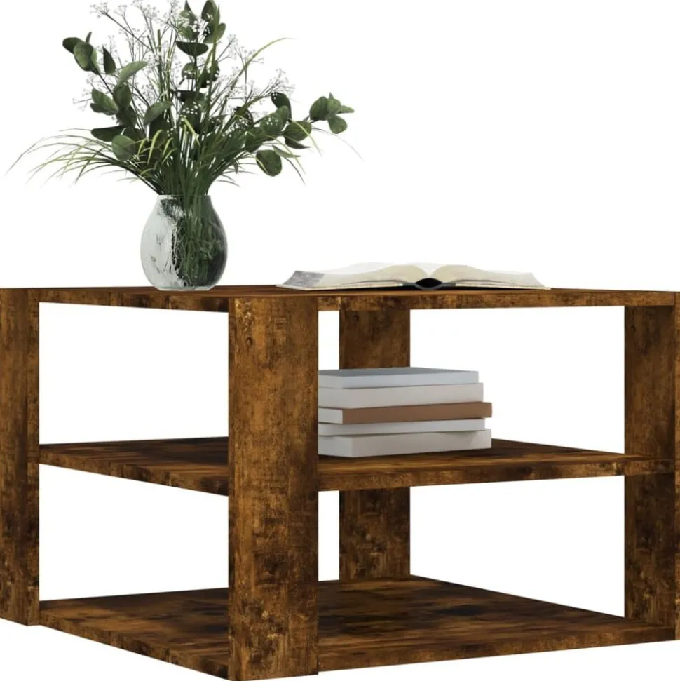vidaXL Salontafel 58x58x40 cm bewerkt hout gerookt eikenkleurig