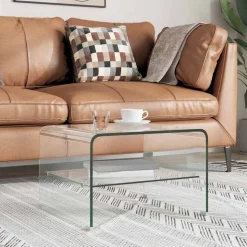 vidaXL Salontafel 50x45x33 cm gehard glas transparant