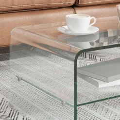 vidaXL Salontafel 50x45x33 cm gehard glas transparant